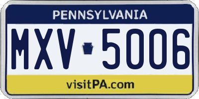 PA license plate MXV5006