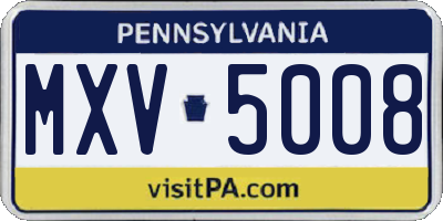 PA license plate MXV5008