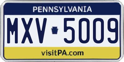 PA license plate MXV5009