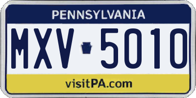 PA license plate MXV5010