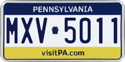 PA license plate MXV5011