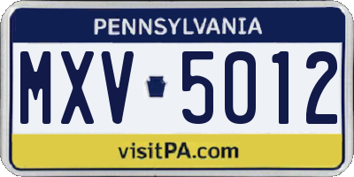 PA license plate MXV5012