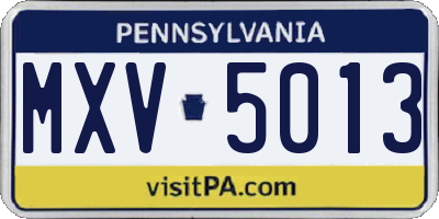 PA license plate MXV5013