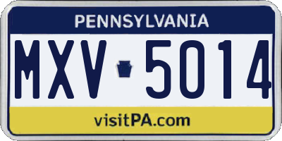 PA license plate MXV5014