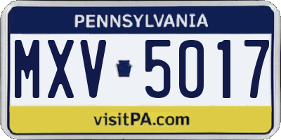 PA license plate MXV5017