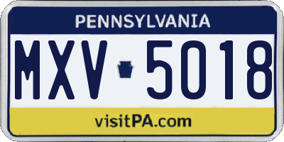PA license plate MXV5018