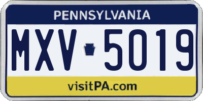 PA license plate MXV5019