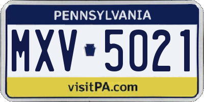 PA license plate MXV5021