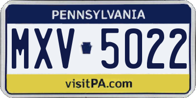 PA license plate MXV5022