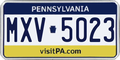 PA license plate MXV5023