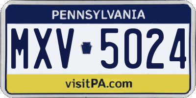 PA license plate MXV5024