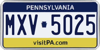PA license plate MXV5025