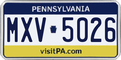 PA license plate MXV5026