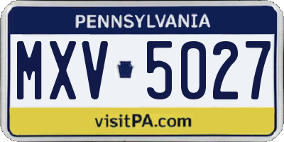 PA license plate MXV5027