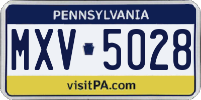 PA license plate MXV5028