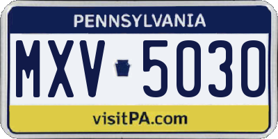 PA license plate MXV5030