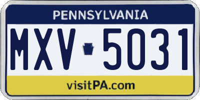 PA license plate MXV5031