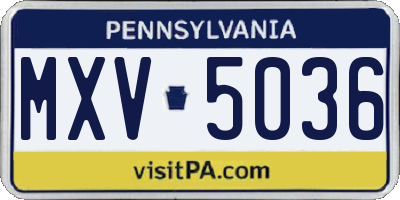 PA license plate MXV5036