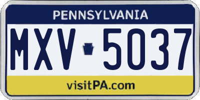 PA license plate MXV5037