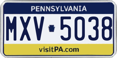 PA license plate MXV5038