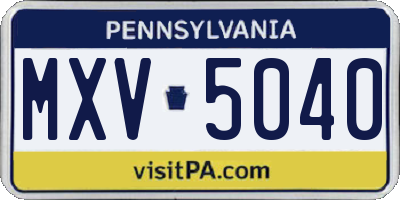 PA license plate MXV5040