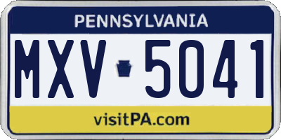 PA license plate MXV5041
