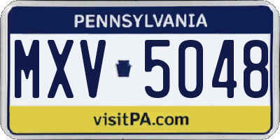 PA license plate MXV5048