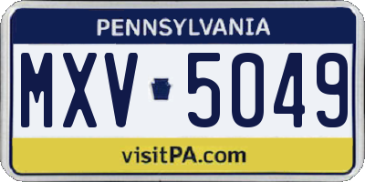 PA license plate MXV5049