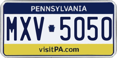 PA license plate MXV5050