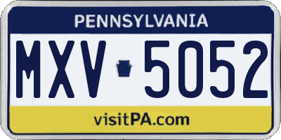 PA license plate MXV5052