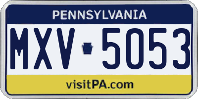 PA license plate MXV5053