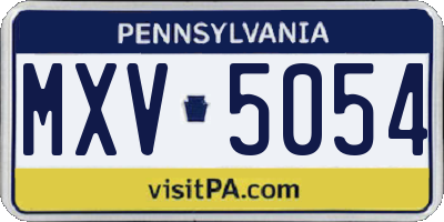 PA license plate MXV5054
