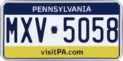 PA license plate MXV5058