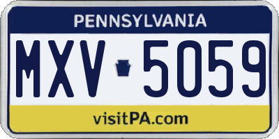 PA license plate MXV5059