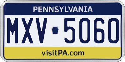 PA license plate MXV5060