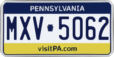 PA license plate MXV5062