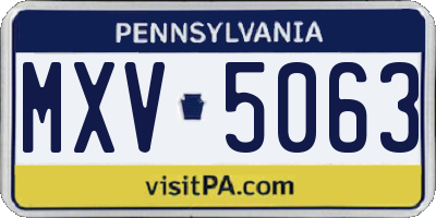 PA license plate MXV5063
