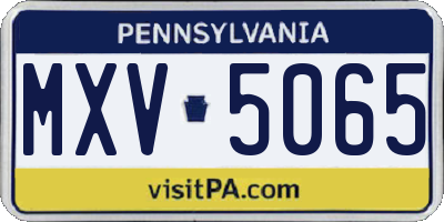 PA license plate MXV5065