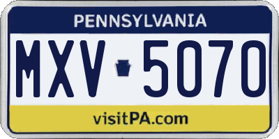 PA license plate MXV5070