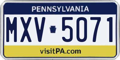 PA license plate MXV5071