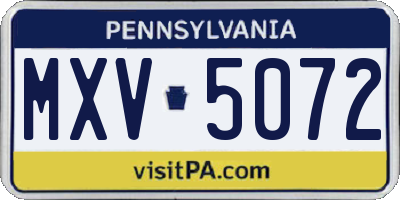 PA license plate MXV5072