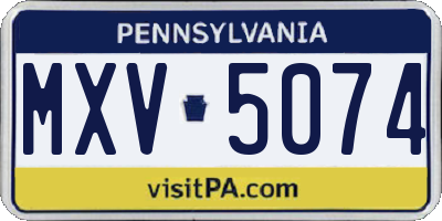 PA license plate MXV5074