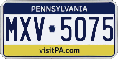 PA license plate MXV5075