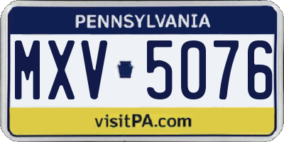 PA license plate MXV5076