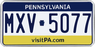 PA license plate MXV5077