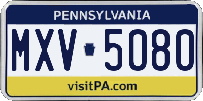 PA license plate MXV5080