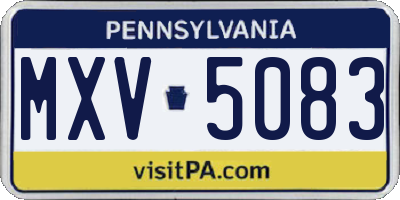 PA license plate MXV5083