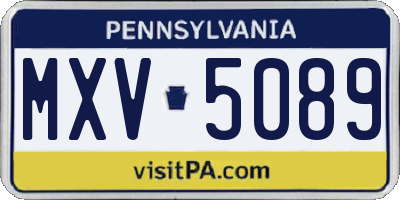 PA license plate MXV5089