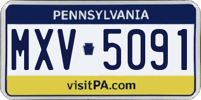 PA license plate MXV5091