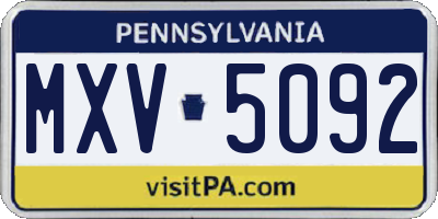 PA license plate MXV5092